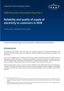 Microsoft Word - Information Paper No 3 - Reliability and quality of supply of electricity to customers in NSW.doc