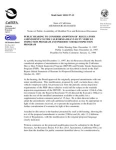 Rulemaking: [removed]Hearing Date 15 Day Notice Adoption of Regulatory Amendments to the Calif. Heavy-Duty Vehicle Inspection Program and Periodic Smoke Inspection Program