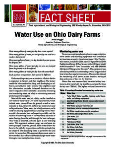 Water Use on Ohio Dairy Farms