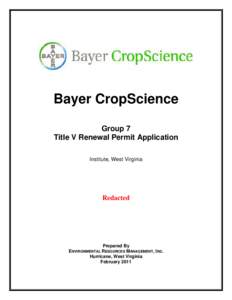 Bayer CropScience Group 7 Title V Renewal Permit Application Institute, West Virginia  Redacted