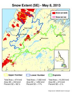 Snow Extent (SE) - May 8, 2013 Snow (on land) Snow (on ice) Deer Lake