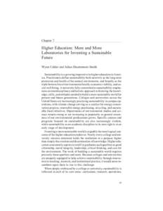 Chapter 7  Higher Education: More and More Laboratories for Inventing a Sustainable Future Wynn Calder and Julian Dautremont-Smith