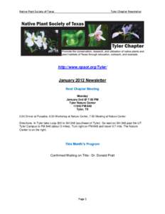 Native Plant Society of Texas  Tyler Chapter Newsletter