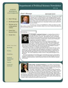 Department of Political Science Newsletter 2014 JOHNS HOPKINS UNIVERSITY
