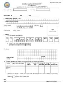 Registration Fee Rs[removed]ADIKAVI NANNAYA UNIVERSITY RAJAHMUNDRY Application for Common Entrance Test (AKNUCET-2014)