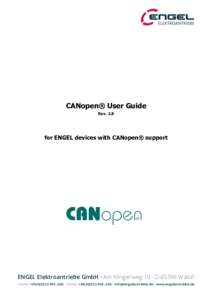 CANopen® User Guide Rev. 2.8 for ENGEL devices with CANopen® support  ENGEL Elektroantriebe GmbH · Am Klingenweg 10 · DWalluf