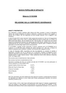 BANCA POPOLARE DI SPOLETO  BilancioRELAZIONE SULLA CORPORATE GOVERNANCE