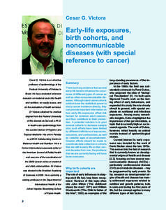 Cesar G. Victora  Early-life exposures, birth cohorts, and noncommunicable diseases (with special