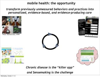 mobile health: the opportunity transform previously unmeasured behaviors and practices into personalized, evidence-based, and evidence-producing care Photo: Marshall Astor, WWW