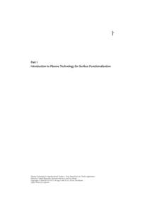 1  Part I Introduction to Plasma Technology for Surface Functionalization  Plasma Technology for Hyperfunctional Surfaces. Food, Biomedical and Textile Applications.