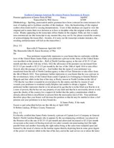 Southern Campaign American Revolution Pension Statements & Rosters Pension application of James Parks R7968 Nancy fn64NC Transcribed by Will Graves[removed]