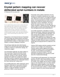 Crystal pattern mapping can recover obliterated serial numbers in metals