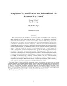 Nonparametric Identication and Estimation of the Extended Roy Model∗ Byoung G. Park †