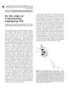 On the origin of Y-chromosome haplogroup N1b