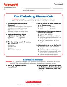 Assessment February/March 2015 LL Name: