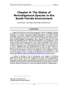 Chapter 9: Status of Nonindigenous Species in the South Florida Environment