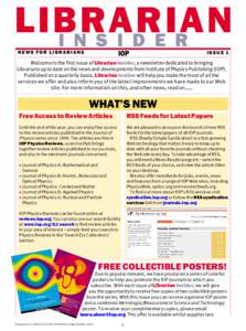 LIBRARIAN I N S I D E R IOP NEWS FOR LIBRARIANS