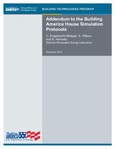 Addendum to the Building America House Simulation Protocols