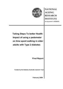 Taking Steps to Better Health  1 NATIONAL AGEING