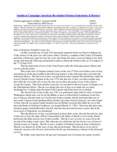 Southern Campaign American Revolution Pension Statements & Rosters Pension application of John C. Jackson S2648 Transcribed by Will Graves f16VA[removed]