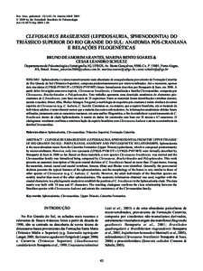 Rev. bras. paleontol. 12(1):43-54, Janeiro/Abril 2009 © 2009 by the Sociedade Brasileira de Paleontologia doi:[removed]rbp[removed]CLEVOSAURUS BRASILIENSIS (LEPIDOSAURIA, SPHENODONTIA) DO TRIÁSSICO SUPERIOR DO RIO GRA