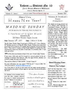   Letters from District No. 10 Free & Accepted Masons of Washington Published by: Whatcom