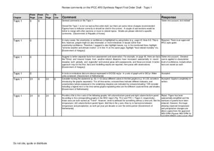 Review comments on the IPCC AR5 Synthesis Report First Order Draft - Topic 1  Chapter From Page