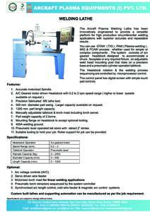 Headstock Operation Speed Range (rpm) A/c geared motor 0.2 – 2