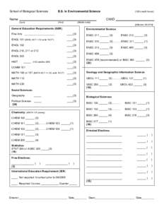 School of Biological Sciences  B.S. in Environmental Science Name