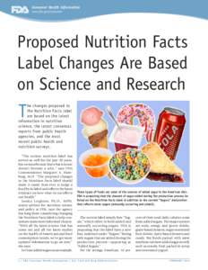 Consumer Health Information www.fda.gov/consumer Proposed Nutrition Facts Label Changes Are Based on Science and Research