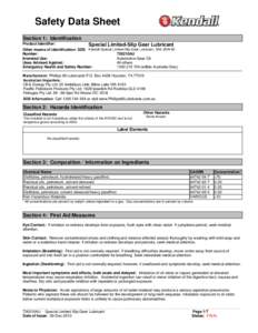 Safety Data Sheet Section 1: Identification Product Identifier: Special Limited-Slip Gear Lubricant