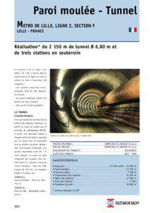 Paroi moulée - Tunnel METRO DE LILLE, LIGNE 2, SECTION F LILLE - FRANCE