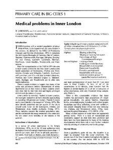 PRIMARY CARE IN BIG CITIES 1  Medical problems in Inner London
