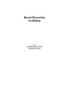 Recent Researches in Sikhism editors  JASBIR SINGH MANN