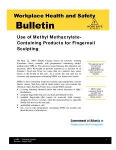          Use of Methyl MethacrylateContaining Products for Fingernail