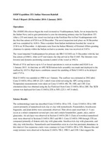 JOIDES Resolution Expedition 353 (Indian Monsoon Rainfall) Week 5 Report