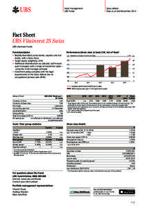 Asset management UBS Funds Swiss edition Data as at end-December 2014