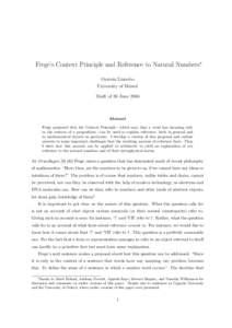 Frege’s Context Principle and Reference to Natural Numbers∗ Øystein Linnebo University of Bristol Draft of 30 JuneAbstract