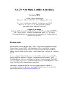 UCDP Non-State Conflict Codebook Version[removed]Uppsala Conflict Data Program Department of Peace and Conflict Research, Uppsala University This version compiled and updated by Therése Pettersson[removed]Replacing the 