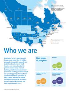 BMO operates internationally in major financial markets and trading areas through our offices