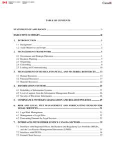 TABLE OF CONTENTS  STATEMENT OF ASSURANCE ................................................................................................ i EXECUTIVE SUMMARY .............................................................