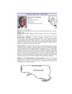 LEGISLATIVE BIOGRAPHY — 2009 SESSION  KELVIN D. ATKINSON Democrat Clark County Assembly District No. 17