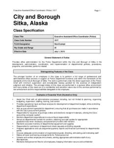 Executive Assistant/Office Coordinator (Police[removed]Page 1 City and Borough Sitka, Alaska