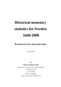 Projektskiss för sammanställning av monetär statistik