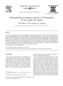 Journal of Nuclear Materials 337––926 www.elsevier.com/locate/jnucmat Measurements of chemical erosion of ATJ graphite by low energy Dþ 2 impact