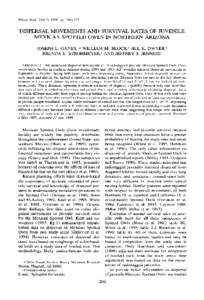 Wilson Bull., 110(2), 1998, pp[removed]DISPERSAL MOVEMENTS AND SURVIVAL RATES OF JUVENILE MEXICAN SPOTTED OWLS IN NORTHERN ARIZONA