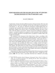 REINCARNATION AND THE GOLDEN URN IN THE 19th CENTURY: THE RECOGNITION OF THE 8th PANCHEN LAMA ELLIOT SPERLING