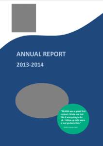 ANNUAL REPORT[removed] “PANDA was a great first contact. Made me feel like it was going to be