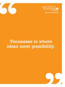 Tennessee is where ideas meet possibility. UT is more than just a place to work. We are a dynamic community