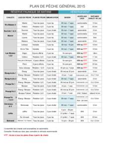 PLAN DE PÊCHE GÉNÉRAL 2015 RÉSERVE FAUNIQUE DE MATANE CHALETS LACS DE PÊCHE